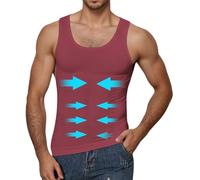 WINKEEY Maglietta Compressione Uomo Canottiera Contenitiva Pancera Contenitiva Uomo Maglia Compressiva Body Shaper Invisibile Snellente Intimo,Rosso Vino L