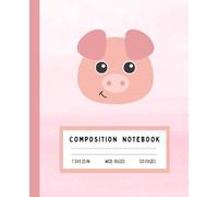 Winking Pig Notebook: Cute Pink Pig Composition Book for Girls | Wide Ruled | 7.5" x 9.25" | 120 Pages | Soft Pink Watercolor Cover | Kawaii Animal Journal for Kids, Students, & Teachers
