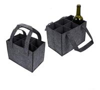 Winlaovate Borsa portabottiglie in feltro per 6 bottiglie, borsa per vino riutilizzabile in tessuto non tessuto con manici, porta bottiglie isolata portatile per viaggi, picnic ed eventi di festa (2 x