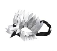 Winlaovate Maschera della peste con becco di uccello e piume, per travestimento veneziano, accessorio per costumi, per feste di Halloween, carnevale, cosplay e travestimento steampunk (argento)