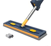 Winlaovate Mocio girevole a 360 gradi con manico regolabile in acciaio inox, grande mocio piatto per pavimenti in legno, piastrelle e laminato, mocio per la pulizia degli angoli della casa (blu scuro