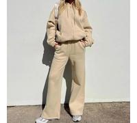 Winlaovate Tuta da donna con cappuccio, 2 pezzi, stile casual | Per morbido tessuto in poliestere, design a tinta unita, top con cappuccio, pantaloni abbinati, abbigliamento da primavera a