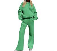 Winlaovate Tuta da donna con cappuccio, 2 pezzi, stile casual | Per morbido tessuto in poliestere, design a tinta unita, top con cappuccio, pantaloni abbinati, abbigliamento da primavera a