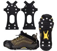 Winline Ramponi per Scarponi,Ramponi da Arrampicata 11 Borchie Ice Grips Ramponi Antiscivolo Ice Tacchetti Trazione Ramponi da Ghiaccio Slip-on, Elasticizzati, per Sport Invernali (Nero, M)