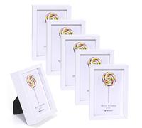 Winlor Cornici piccole, cornice per foto di neonati mini, 2x3 pollici, set da 6, per decorazioni da tavolo, cornice Polaroid con magnete morbido, graziosi magneti da frigorifero, bianco