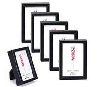 Winlor Cornici piccole, Cornice per foto per bambini in formato mini, 2x3'', Set da 6, Per decorazioni da tavolo, Cornice per foto Polaroid con magnete morbido, Simpatici magneti da frigorifero, Nero