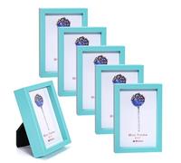 Winlor Cornici piccole, Cornice per foto per bambini in formato mini, 2x3'', Set da 6, Per decorazioni da tavolo, Cornice per foto Polaroid con magnete morbido, Simpatici magneti da frigorifero, Blu