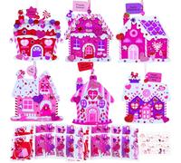 Winlyn Set di 24 decorazioni per San Valentino fai da te a forma di cuore, decorazioni per la casa, kit per San Valentino, casa in schiuma vuota con cuore di San Valentino, adesivi in schiuma per