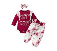 Winmany 3PCS Neonato Bambina Autunno Inverno Vestiti Set Bambino Manica Lunga Top Pantaloni Floreali Pagliaccetto Body + Fascia