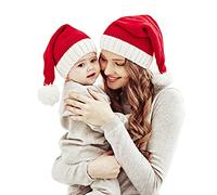 Winmany Cappello Natale Coordinato per la Madre e Il Bambino Berretto Lavorato a Maglia Natale Genitore-Bambino Pom Pom Beanie Cappello Invernale più Caldo Cappelli Santaa Uncinetto Rosso