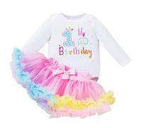Winmany - Completo per neonata, composto da tutu, gonna, manica lunga, body e vestito per il primo compleanno, ideale per la Smash Cake e per le feste, 9-12 mesi