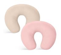 Winmany confezione da 2 fodere per cuscino per l'allattamento in mussolina, morbide fodere per cuscino per l'allattamento in cotone per neonati, regalo per doccia per ragazzi e ragazze (Beige + Rosa)