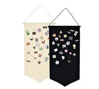 Winmany Espositore da appendere alla parete per spille e gioielli, in tela, smaltata, per esporre spille, orecchini, collane, glitter (nero + bianco)