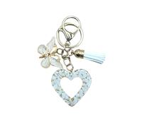 Winmany Portachiavi in resina a forma di cuore con nappa, portachiavi a forma di farfalla, portachiavi con ciondolo carino, zaino, borsa, San Valentino, portachiavi accessori per donne e ragazze,