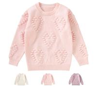 Winmany Ragazze Pullover Maglione Bambini Girocollo Modello Cuore Maglia Tops Manica Lunga Girocollo Felpe per 3-7Y