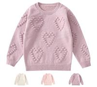 Winmany Ragazze Pullover Maglione Bambini Girocollo Modello Cuore Maglia Tops Manica Lunga Girocollo Felpe per 3-7Y