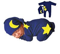 Winmany Set di 2 Pagliaccetti per Neonati Realizzati all'Uncinetto per fotografie Accessori per Bambini da 0 a 2 Mesi (0-2 Mesi, Blu Navy, 1)