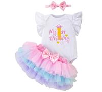 Winmany Set di 3 tutù per il primo compleanno, per neonati, per il primo compleanno, tutù, gonna, smash, Corona rosa, 9-12 Mesi