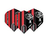 WINMAU Alette per freccette Prism Delta Dennis Priestley, extra spesse, 100 micron, 1 set per confezione (3 alette in totale), accessori professionali per freccette, colore: nero e rosso