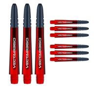 WINMAU Asta del dardo - Vecta Policarbonato Steli di Freccette - 1 Set per Confezione (3 Freccette Aste in Totale) - Accessori Professionali per Freccette - Rosso & Nero Blade360 Aste Medie