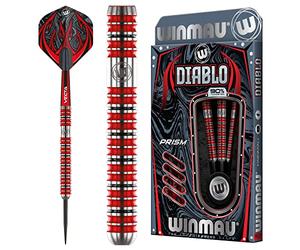 WINMAU Diablo Set di Freccette in tungsteno Steeltip Professionale da 25 Grammi con Alette e steli (Alberi)