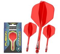 WINMAU Freccette Fusion Sistema Integrato di Volo e Albero - No.2 Forma e Design - Rosso, Lunghezza Intermedia