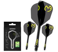 WINMAU Freccette Fusion Sistema Integrato di Volo e Albero - No.6 Forma e Design - Nero e Verde,Breve Lunghezza