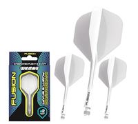 WINMAU Fusion Solid White Medium Integrated Dart Flight and Shaft System - 1 set per confezione (3 alette e aste in totale)