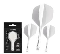 WINMAU Fusion Solid White Short Integrated Dart Flight and Shaft System - 1 set per confezione (3 alette e aste in totale)