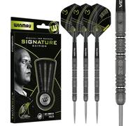 WINMAU Michael Van Gerwen MvG Signature Edition - 24g - 90% Tungsteno - Set di freccette professionali con punta in acciaio con alette e steli (alberi)