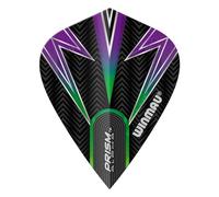 WINMAU Prism Alpha - Freccette a forma di aquilone nero, verde e viola, 1 set per confezione (3 alette in totale)