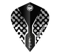 WINMAU Prism Zeta - Alette per freccette a forma di aquilone nero, bianco e grigio, 1 set per confezione (3 alette in totale)