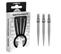 WINMAU - Punte Switch - Punta in acciaio al carbonio - Meccanismo di cambio rapido filettato - 1 set per confezione - Asta effetto argento 40mm - Accessori professionali per freccette