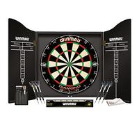 WINMAU Il Set di Freccette Professionali Include il Bersaglio per Freccette in Setola Diamond Plus - Cabinet Nero di Alta Qualità - 2 Set di Freccette - Linea Ufficiale Oche