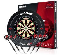 WINMAU Set di freccette Triple Core - Bersaglio professionale Winmau con bordo PDC, 2 set di freccette in acciaio, sistema Rota-Lock, bersaglio con sisal, ideale per tornei e allenamenti.