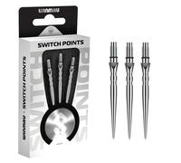 WINMAU - Switch point - Punta in acciaio al carbonio - Meccanismo a sgancio rapido filettato - 1 set per confezione - Groove Silver Effetto 26mm - Accessori professionali per freccette