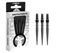 WINMAU - Switch Points - Punta in acciaio al carbonio - Meccanismo filettato a cambio rapido - 1 set per confezione - Effetto Groove Black 30mm - Accessori professionali per freccette