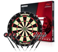 WINMAU Triple Core - Bersaglio professionale in sisal con 2 set di freccette Winmau | Bersaglio per torneo con massima precisione - classico set per allenamento e competizioni