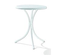 Winner 100 / W Tavolo da bistrò con Ø Mecalit-per-Piatto 60 cm, Tubo di Acciaio Bianco, Il Marmo Tavolo Arredamento Bianco