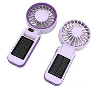 Winnerplusa Mini ventilatore solare portatile portatile pieghevole mini ventilatore, pannelli solari a due lati, batteria integrata da 7000 mAh viola