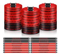 WinnerWhy Braccialetti per sensibilizzazione settimanale, con nastro rosso, 45 pezzi, per dire no alla droga, nastro rosso, con chiusura settimanale, braccialetti unisex in poliestere per eventi