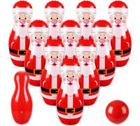 WinnerWhy Set di 11 birilli gonfiabili giganti da bowling natalizi e palla grande per adulti, inverno, cortile, prato, giochi interni ed esterni