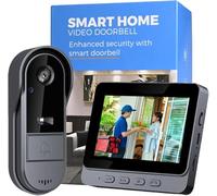 Winnes Video Campanello Videocitofono Senza Fili da Esterno Impermeabile IP67,Spioncino Digitale con 1080P 4,3'' IPS Schermo Telecamera 170° Ultra Grandangolo,Audio Bidirezionale,Senza APP&WIFI