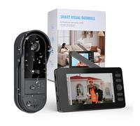Winnes Videocitofono Citofono Senza Fili da Esterno con Schermo IPS 4,3'' Video Campanello con Telecamera 1080P 170°Angolo Visuale,Visione Notturna,Spioncino Digitale Senza WiFi/APP/Abbonamento