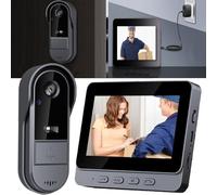Winnes Videocitofono Senza Fili da Esterno,Video Campanello Citofoni con Telecamera 1080P 170° Ultra Grandangolo IP65,Video Spioncino con Schermo IPS 4,3'' Audio Bidirezionale,Nessun WiFi o APP