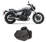WinNet Coppia di Borse bisacce valigie laterali Rigide in Pelle cuoio Custom compatibili con Kawasaki Eliminator 500 900 (NERO)