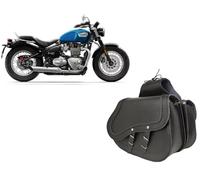 WinNet Coppia di Borse bisacce valigie laterali Rigide in Pelle cuoio Custom compatibili con Triumph Bonneville Speedmaster 1200 (Trecce, Nero)