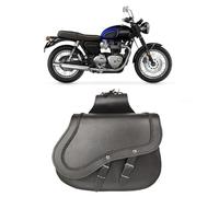 WinNet Coppia di Borse bisacce valigie laterali Rigide in Pelle cuoio Custom compatibili con Triumph Bonneville T100 T120 (Trecce, Nero)