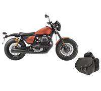 WinNet Coppia di Borse laterali Rigide in Pelle a Bisaccia per Custom compatibili con Moto Guzzi V9 Roamer Bobber sport 850