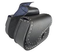 WinNet Coppia di Borse laterali Rigide in Pelle a Bisaccia per Custom compatibili con Moto Morini Calibro 650 700 (Nere con borchie)